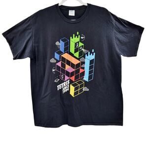 Tetris Since 1984 Play All Day! Graphic T-Shirt Multicolored Crewneck Men's XL